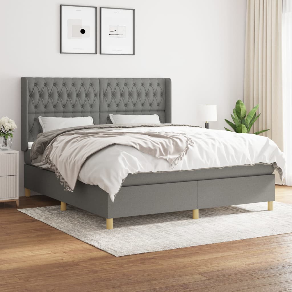 Boxspring met matras stof donkergrijs 180x200 cm is nu te koop bij PeponiXL, paradijselijk wonen!