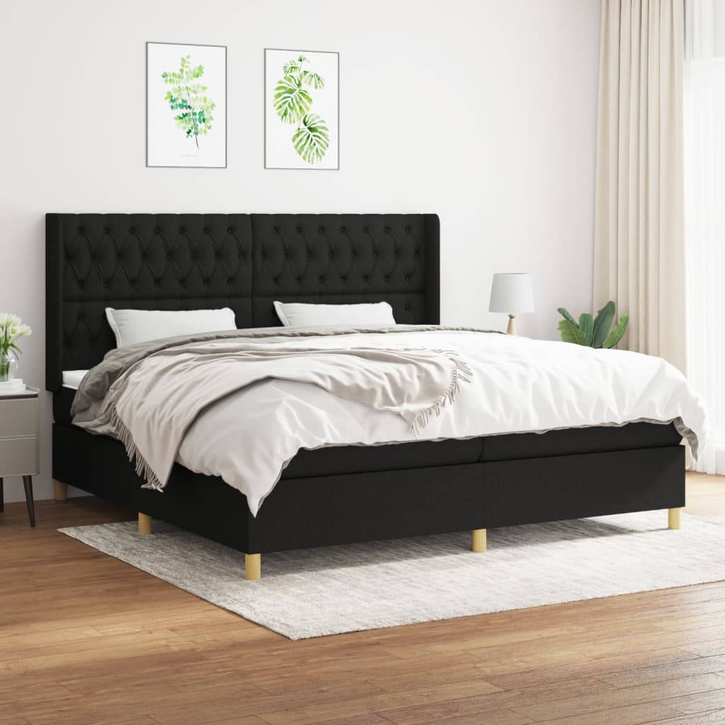Boxspring met matras stof zwart 200x200 cm is nu te koop bij PeponiXL, paradijselijk wonen!