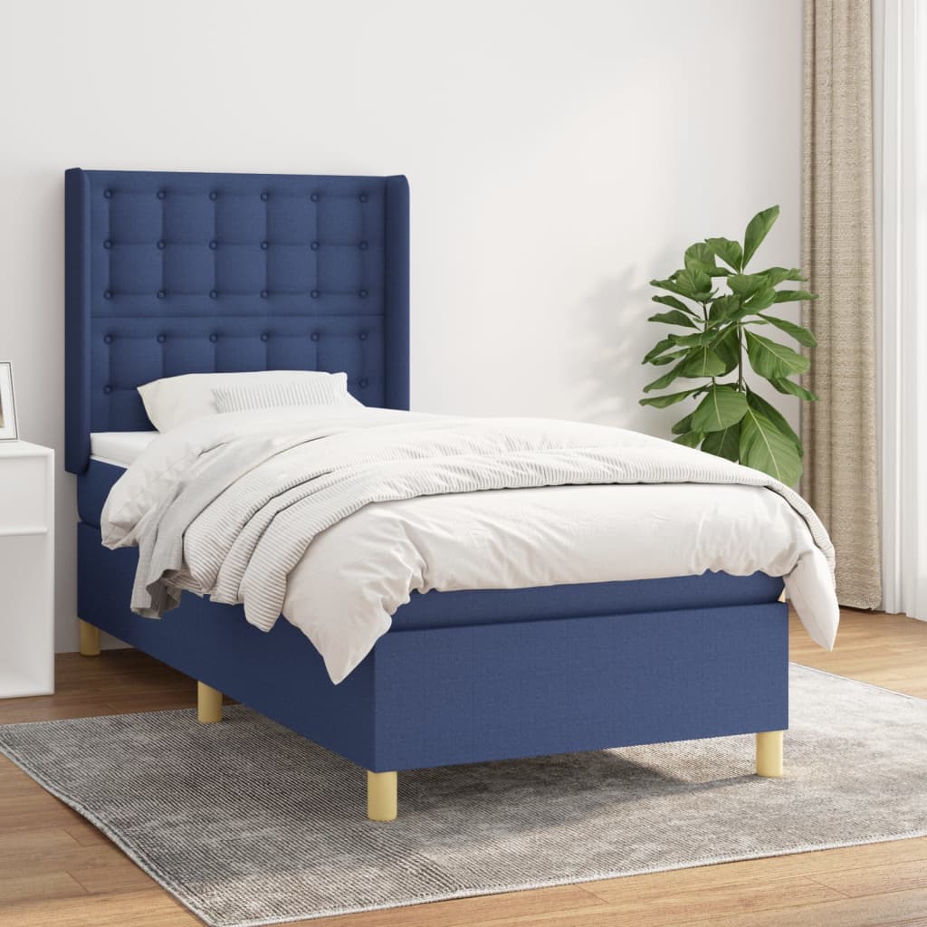 Boxspring met matras stof blauw 80x200 cm is nu te koop bij PeponiXL, paradijselijk wonen!