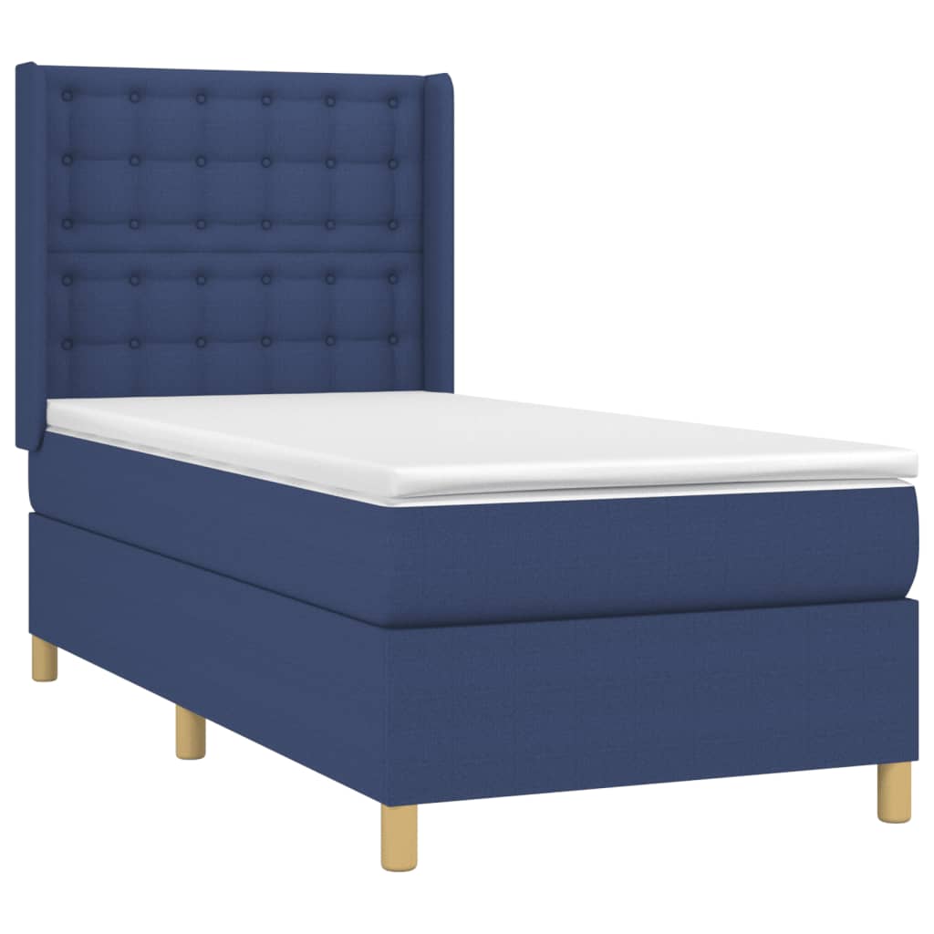 Boxspring met matras stof blauw 90x190 cm is nu te koop bij PeponiXL, paradijselijk wonen!