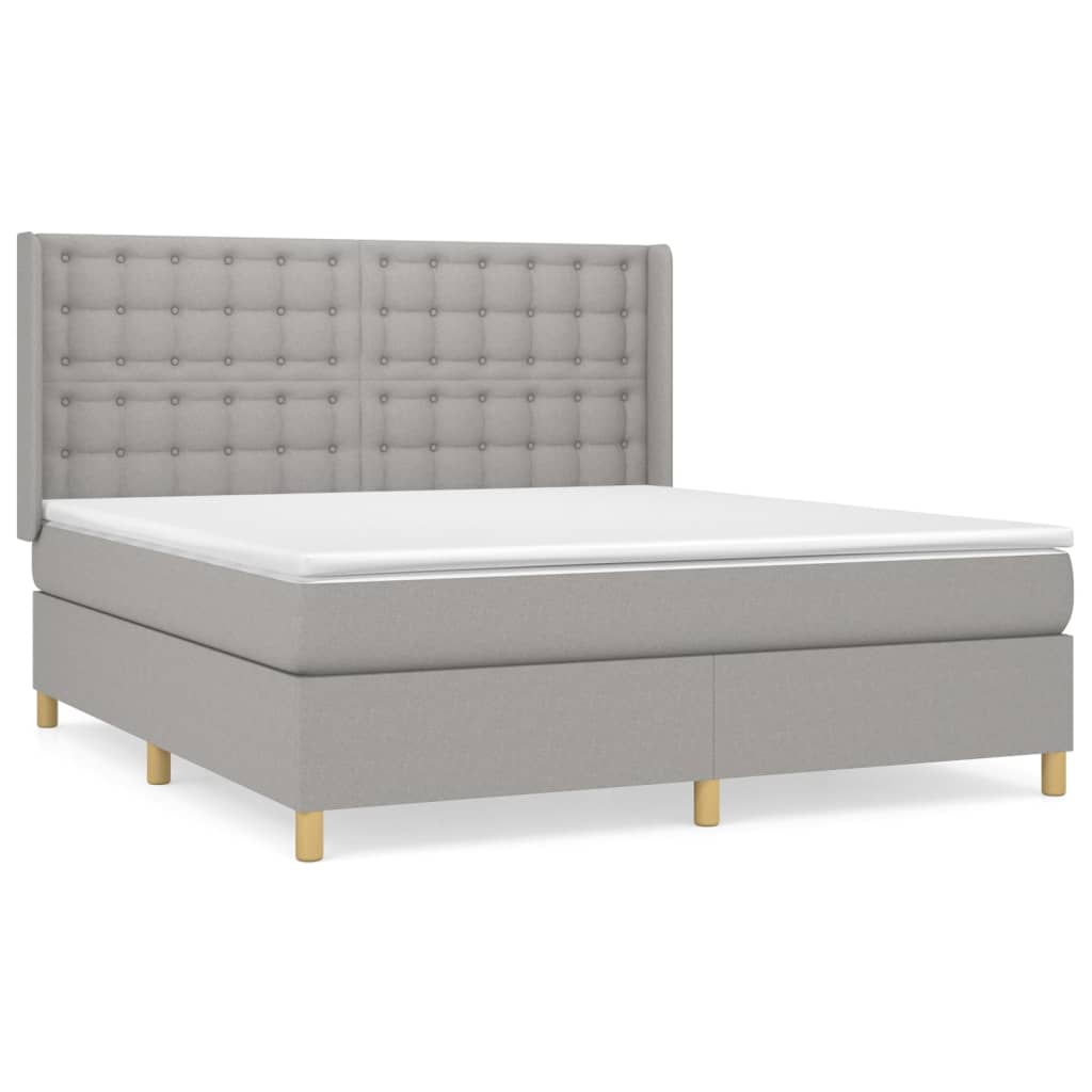 Boxspring met matras stof lichtgrijs 160x200 cm is nu te koop bij PeponiXL, paradijselijk wonen!