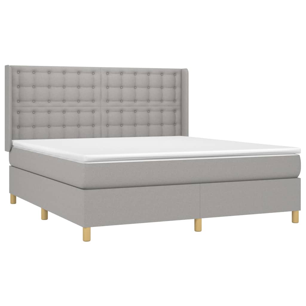 Boxspring met matras stof lichtgrijs 160x200 cm is nu te koop bij PeponiXL, paradijselijk wonen!