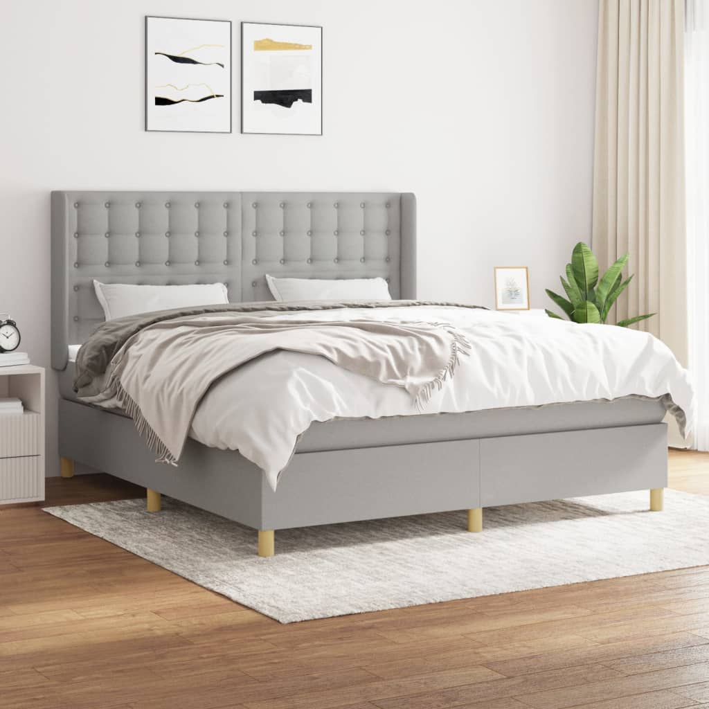 Boxspring met matras stof lichtgrijs 160x200 cm is nu te koop bij PeponiXL, paradijselijk wonen!