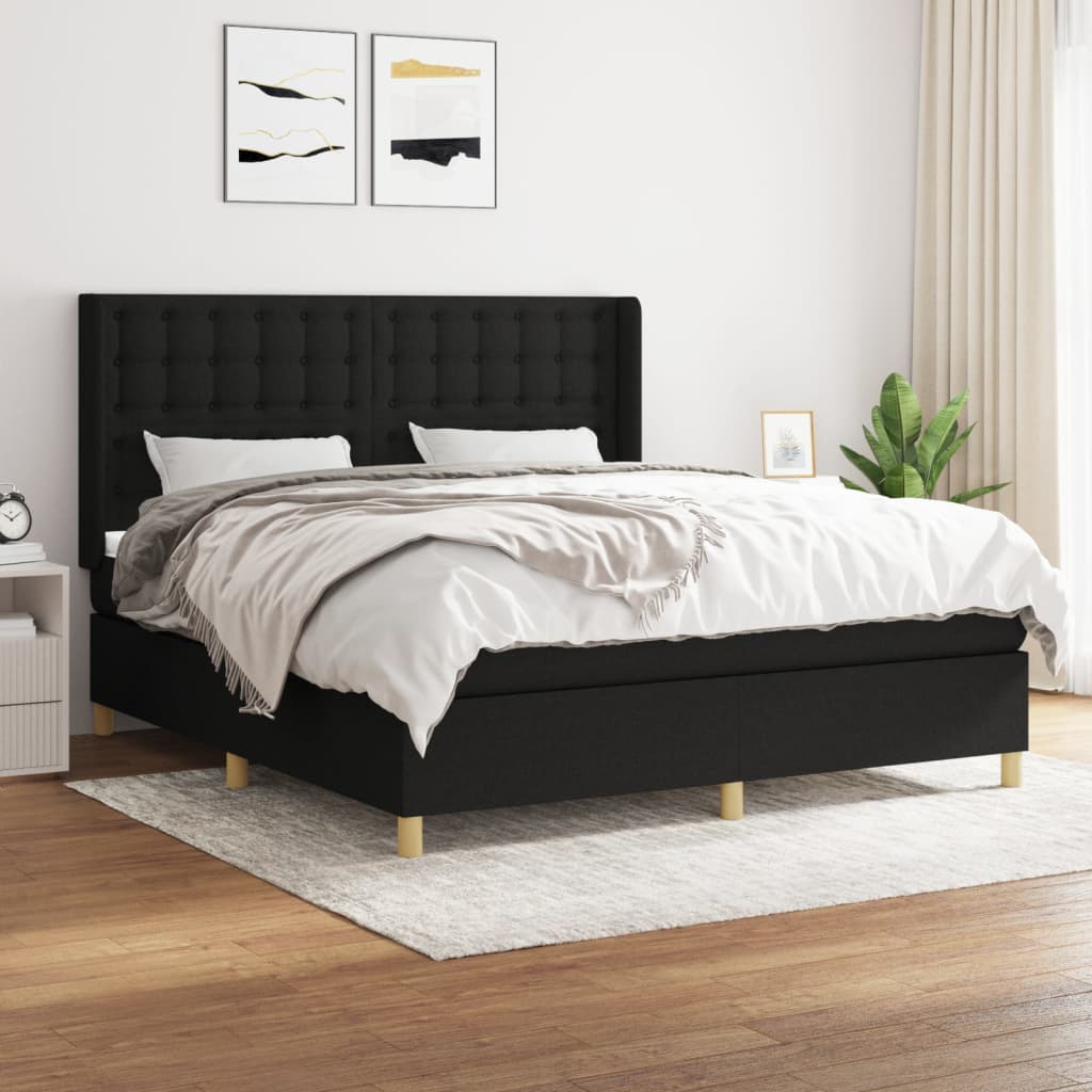 Boxspring met matras stof zwart 160x200 cm is nu te koop bij PeponiXL, paradijselijk wonen!