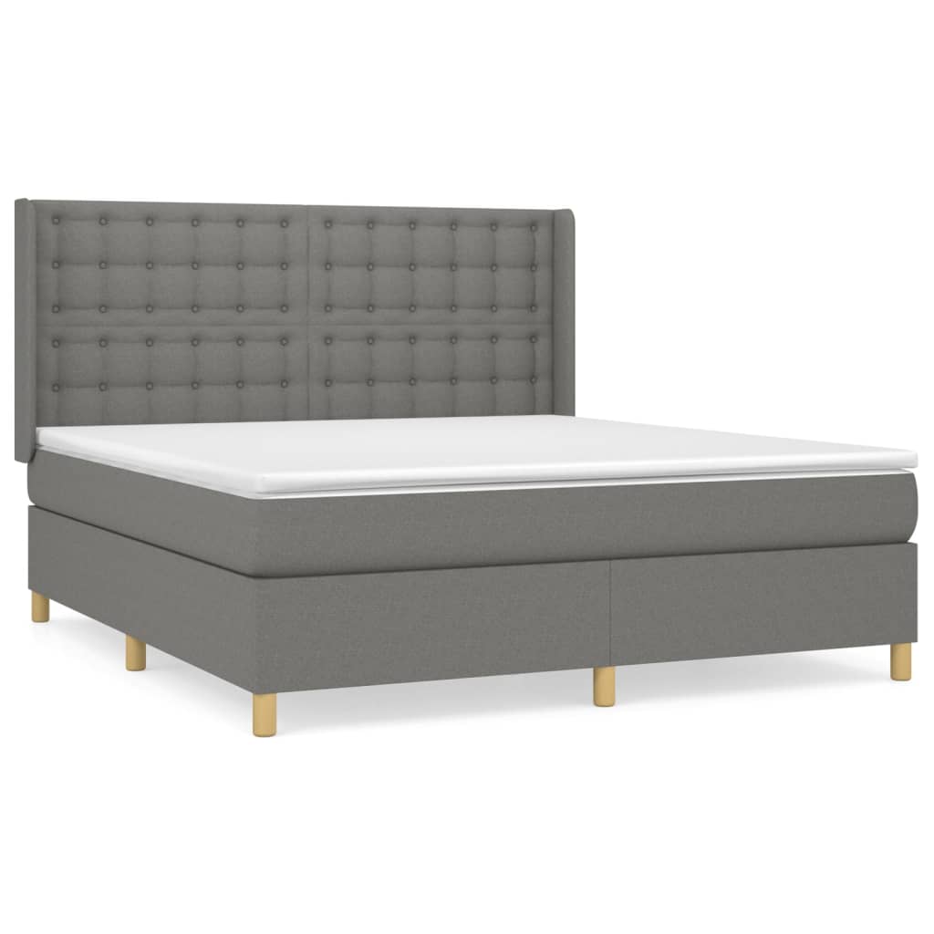 Boxspring met matras stof donkergrijs 180x200 cm is nu te koop bij PeponiXL, paradijselijk wonen!