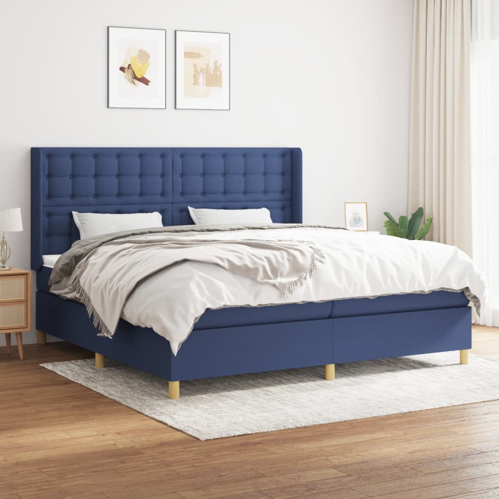 Boxspring met matras stof blauw 200x200 cm is nu te koop bij PeponiXL, paradijselijk wonen!