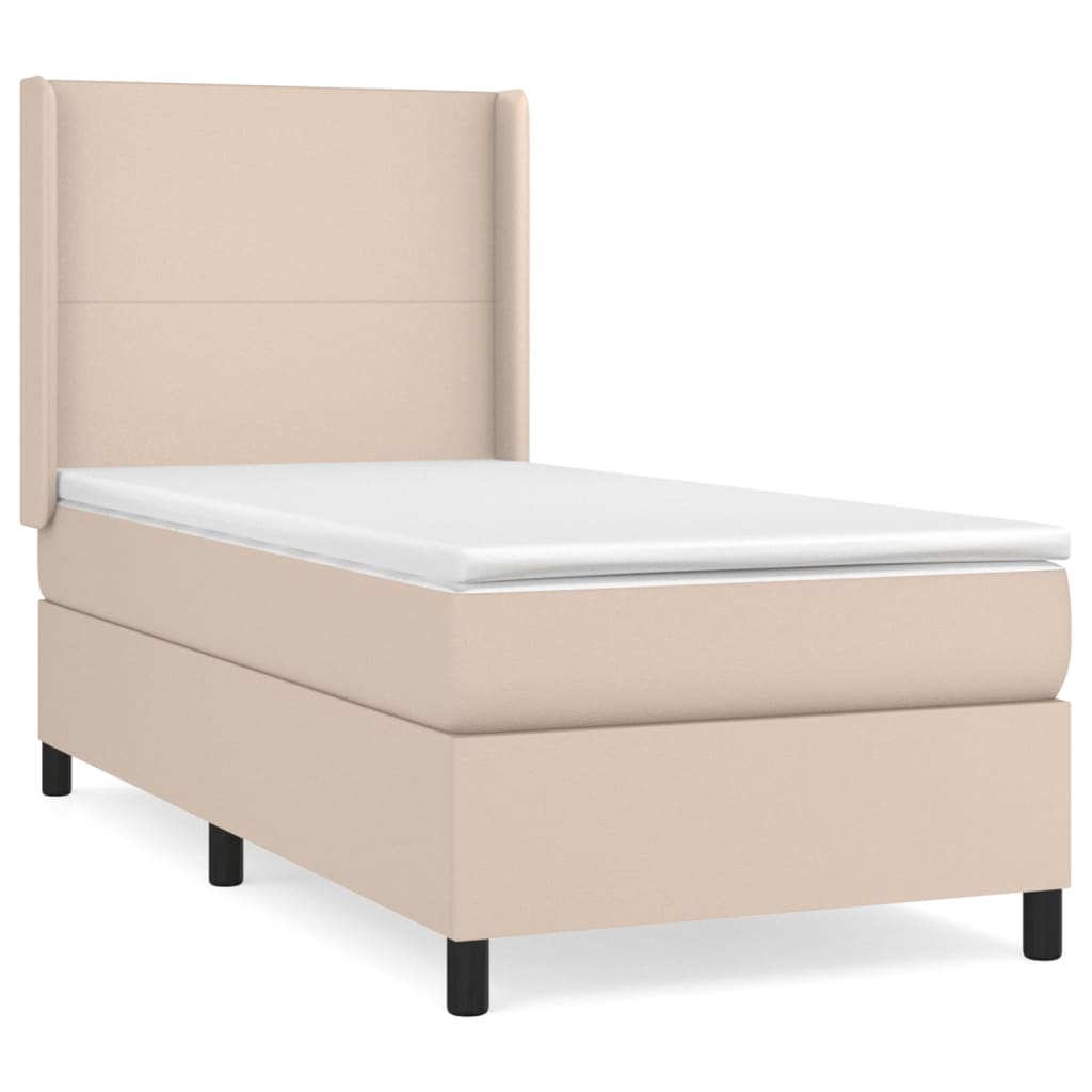 Boxspring met matras kunstleer cappuccinokleurig 90x200 cm is nu te koop bij PeponiXL, paradijselijk wonen!