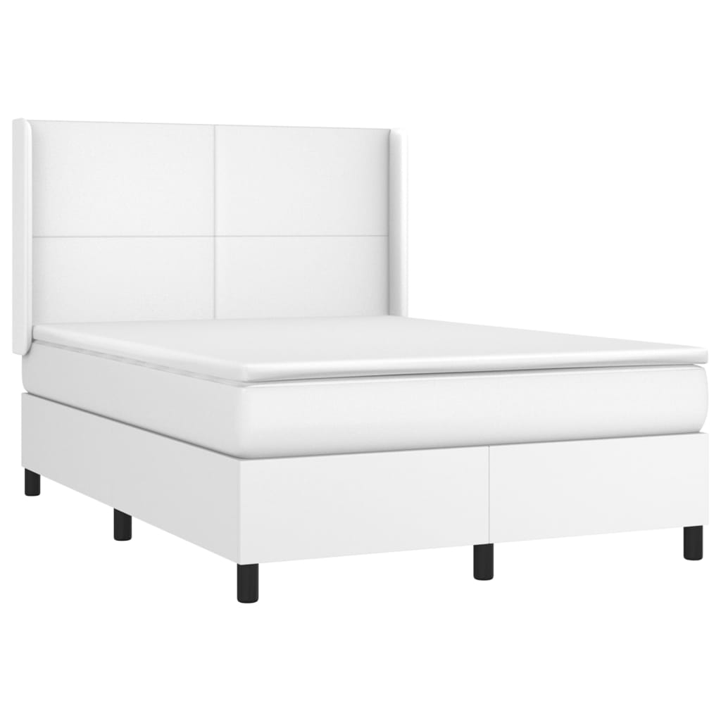 Boxspring met matras kunstleer wit 140x190 cm is nu te koop bij PeponiXL, paradijselijk wonen!