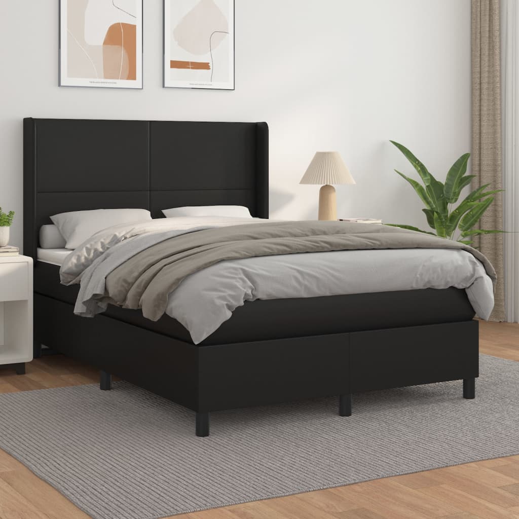Boxspring met matras kunstleer zwart 140x200 cm is nu te koop bij PeponiXL, paradijselijk wonen!