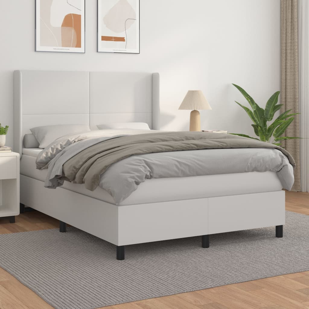 Boxspring met matras kunstleer wit 140x200 cm is nu te koop bij PeponiXL, paradijselijk wonen!