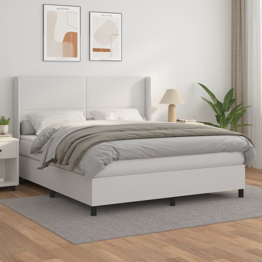 Boxspring met matras kunstleer wit 160x200 cm is nu te koop bij PeponiXL, paradijselijk wonen!