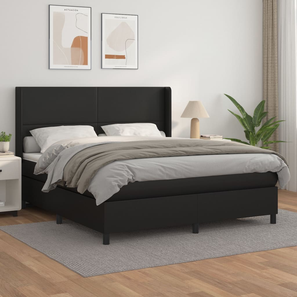 Boxspring met matras kunstleer zwart 180x200 cm is nu te koop bij PeponiXL, paradijselijk wonen!