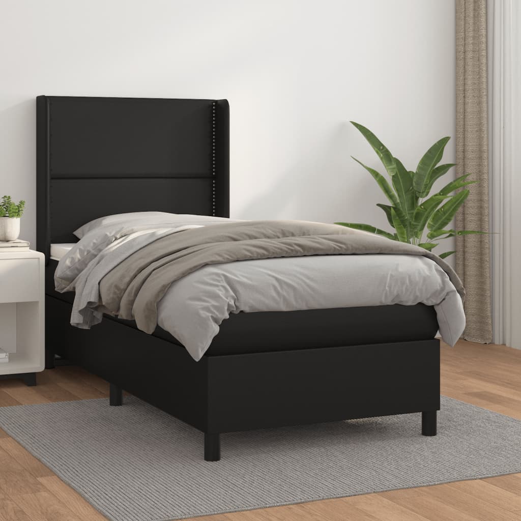 Boxspring met matras kunstleer zwart 90x190 cm is nu te koop bij PeponiXL, paradijselijk wonen!