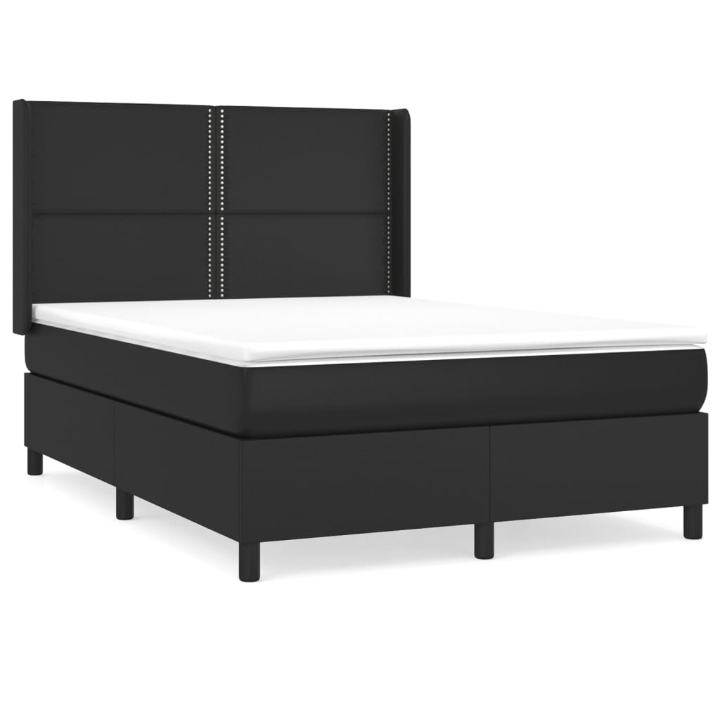 Boxspring met matras kunstleer zwart 140x200 cm is nu te koop bij PeponiXL, paradijselijk wonen!