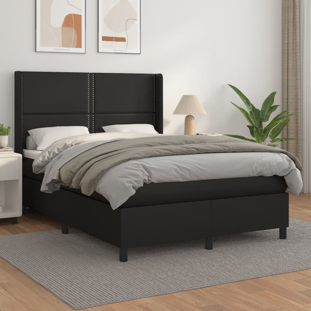 Boxspring met matras kunstleer zwart 140x200 cm is nu te koop bij PeponiXL, paradijselijk wonen!