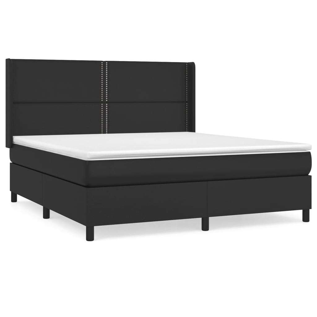 Boxspring met matras kunstleer zwart 180x200 cm is nu te koop bij PeponiXL, paradijselijk wonen!