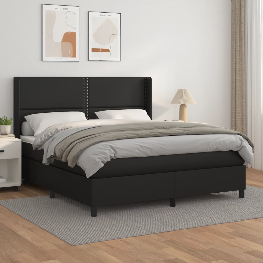 Boxspring met matras kunstleer zwart 180x200 cm is nu te koop bij PeponiXL, paradijselijk wonen!