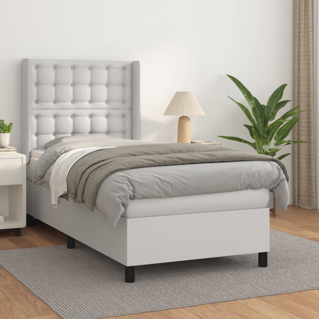 Boxspring met matras kunstleer wit 80x200 cm is nu te koop bij PeponiXL, paradijselijk wonen!