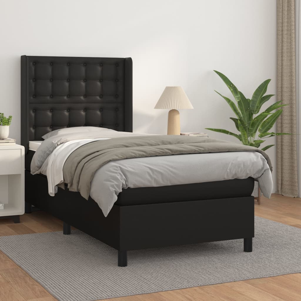 Boxspring met matras kunstleer zwart 90x190 cm is nu te koop bij PeponiXL, paradijselijk wonen!