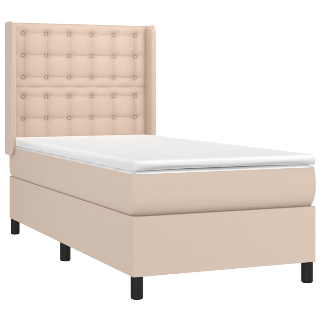 Boxspring met matras kunstleer cappuccinokleurig 90x200 cm is nu te koop bij PeponiXL, paradijselijk wonen!