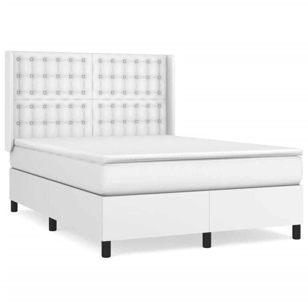 Boxspring met matras kunstleer wit 140x200 cm is nu te koop bij PeponiXL, paradijselijk wonen!