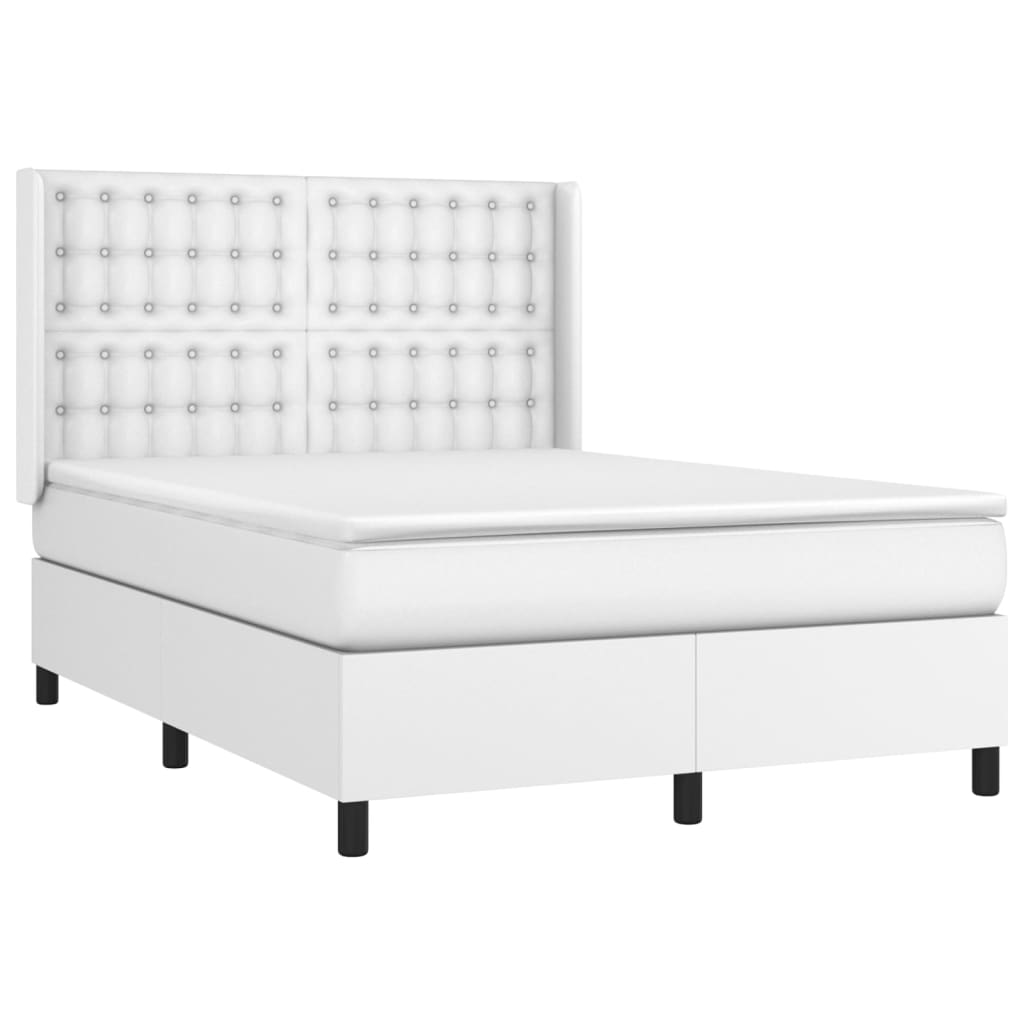 Boxspring met matras kunstleer wit 140x200 cm is nu te koop bij PeponiXL, paradijselijk wonen!