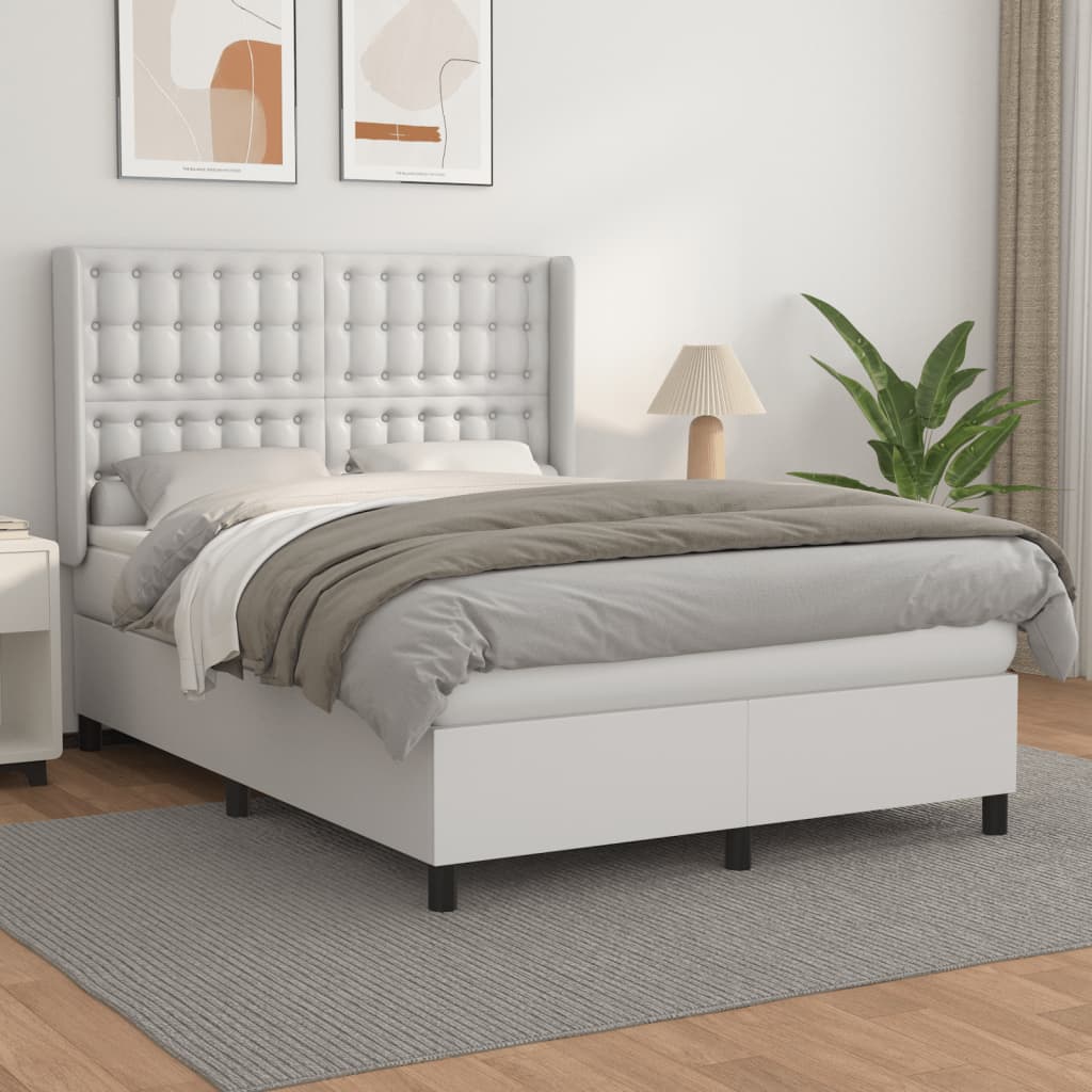 Boxspring met matras kunstleer wit 140x200 cm is nu te koop bij PeponiXL, paradijselijk wonen!