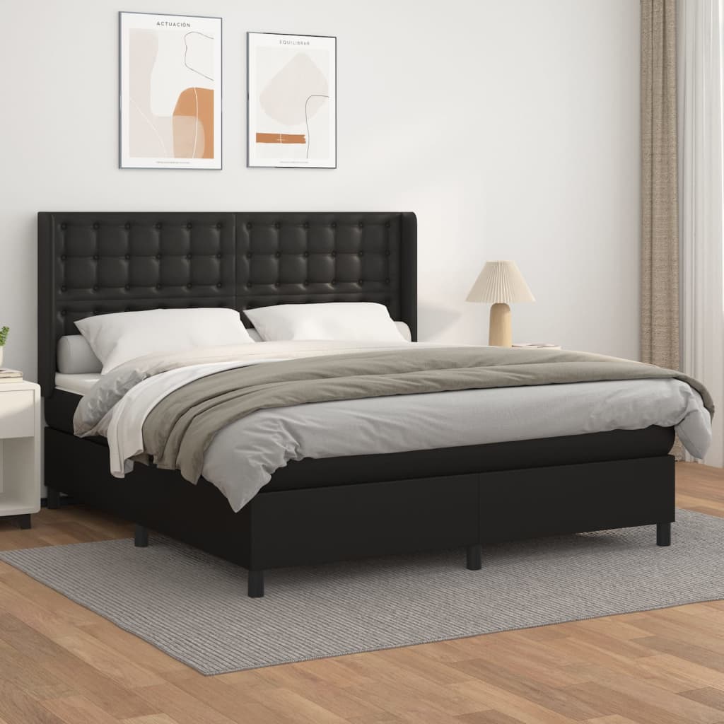 Boxspring met matras kunstleer zwart 180x200 cm is nu te koop bij PeponiXL, paradijselijk wonen!