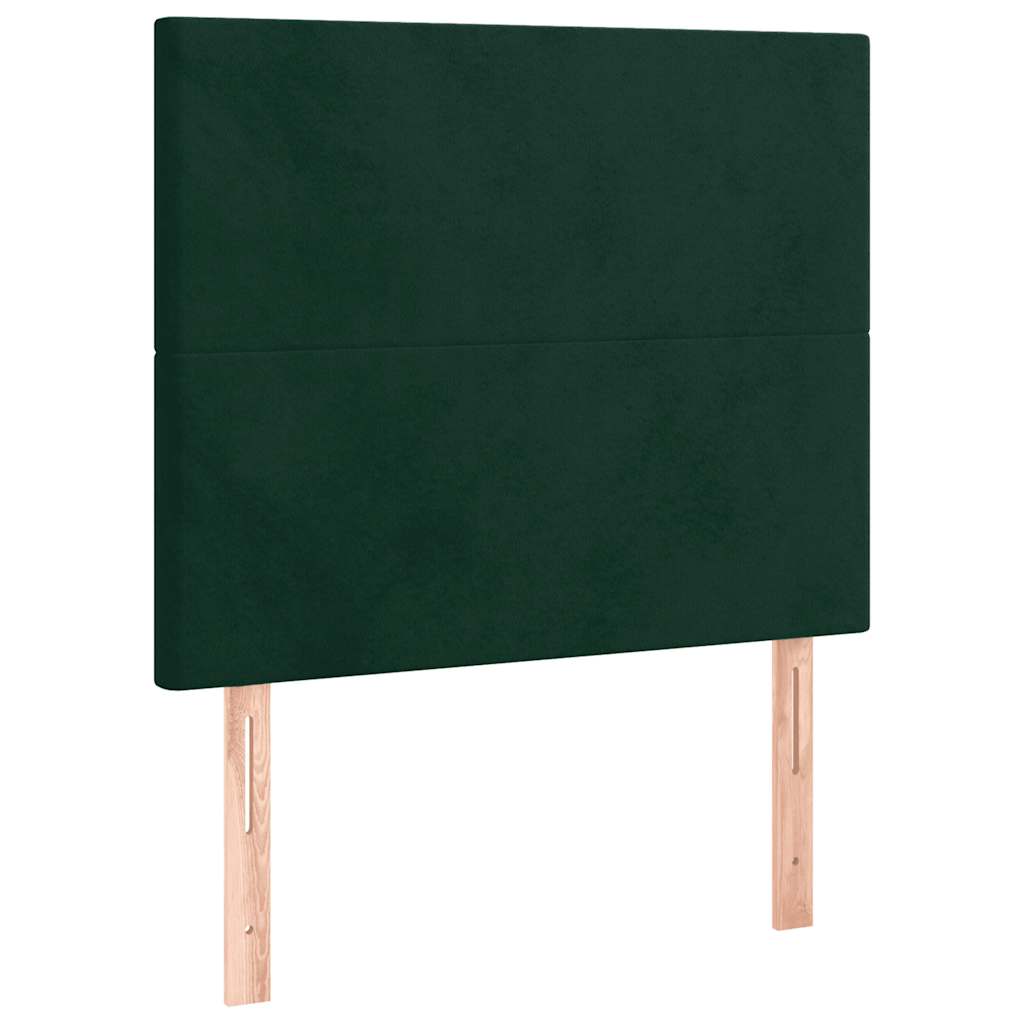 Boxspring met matras fluweel donkergroen 90x190 cm