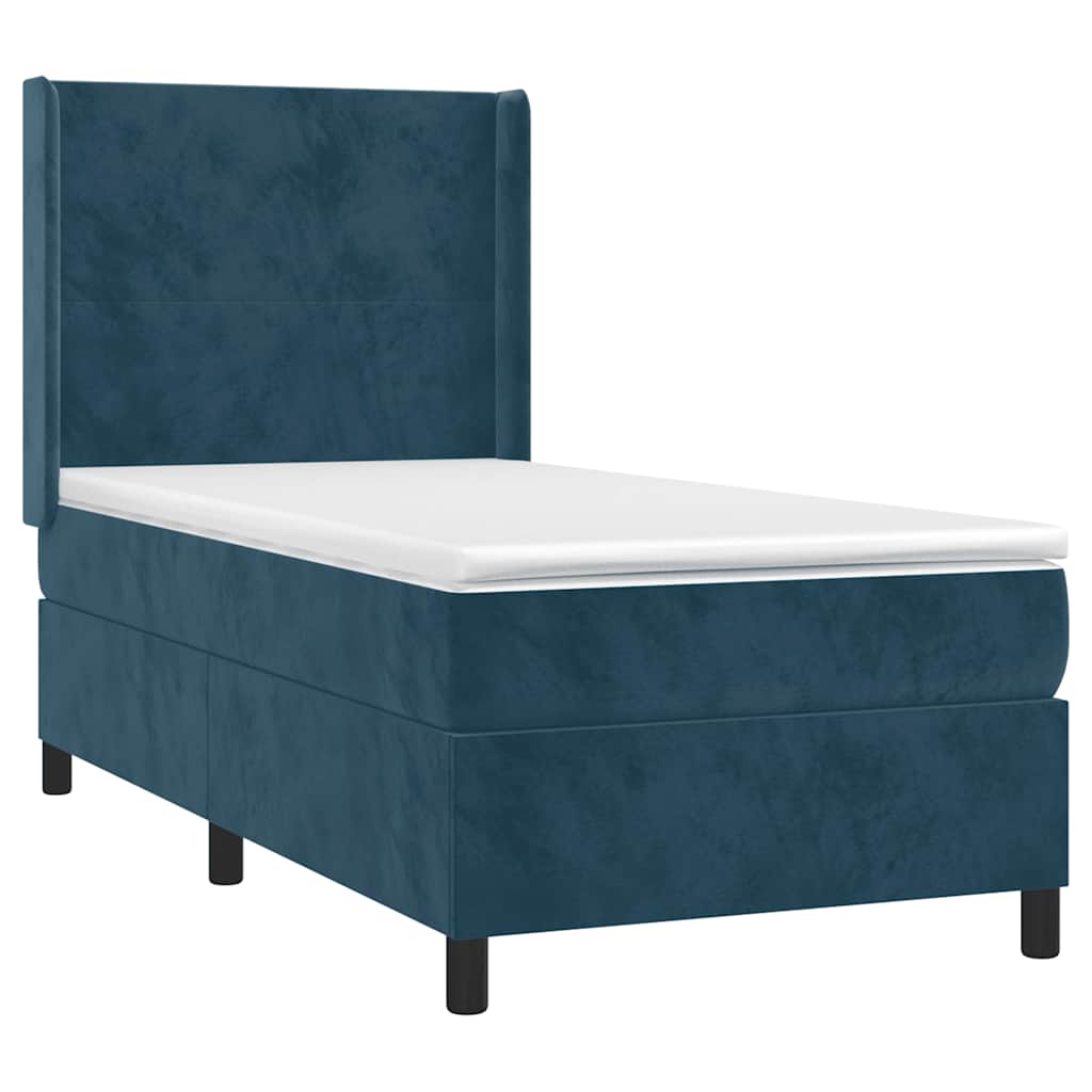 Boxspring met matras fluweel donkerblauw 90x190 cm