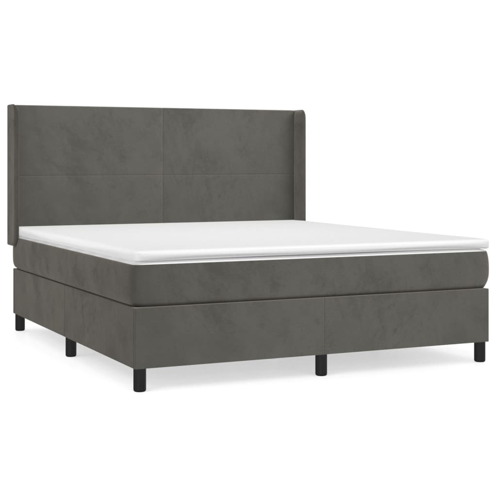 Boxspring met matras fluweel donkergrijs 160x200 cm is nu te koop bij PeponiXL, paradijselijk wonen!