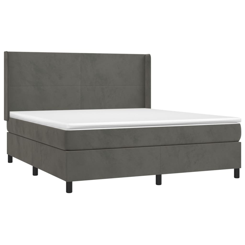Boxspring met matras fluweel donkergrijs 160x200 cm is nu te koop bij PeponiXL, paradijselijk wonen!