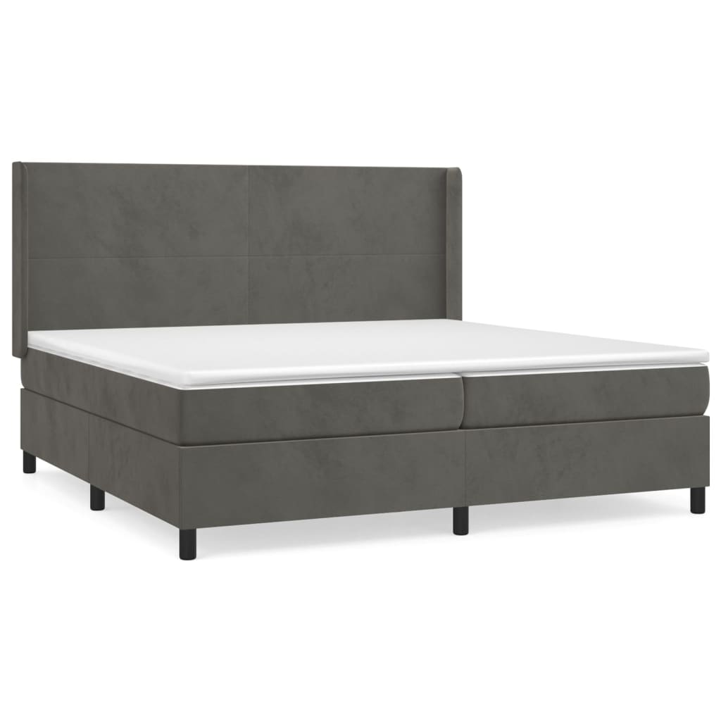 Boxspring met matras fluweel donkergrijs 200x200 cm is nu te koop bij PeponiXL, paradijselijk wonen!