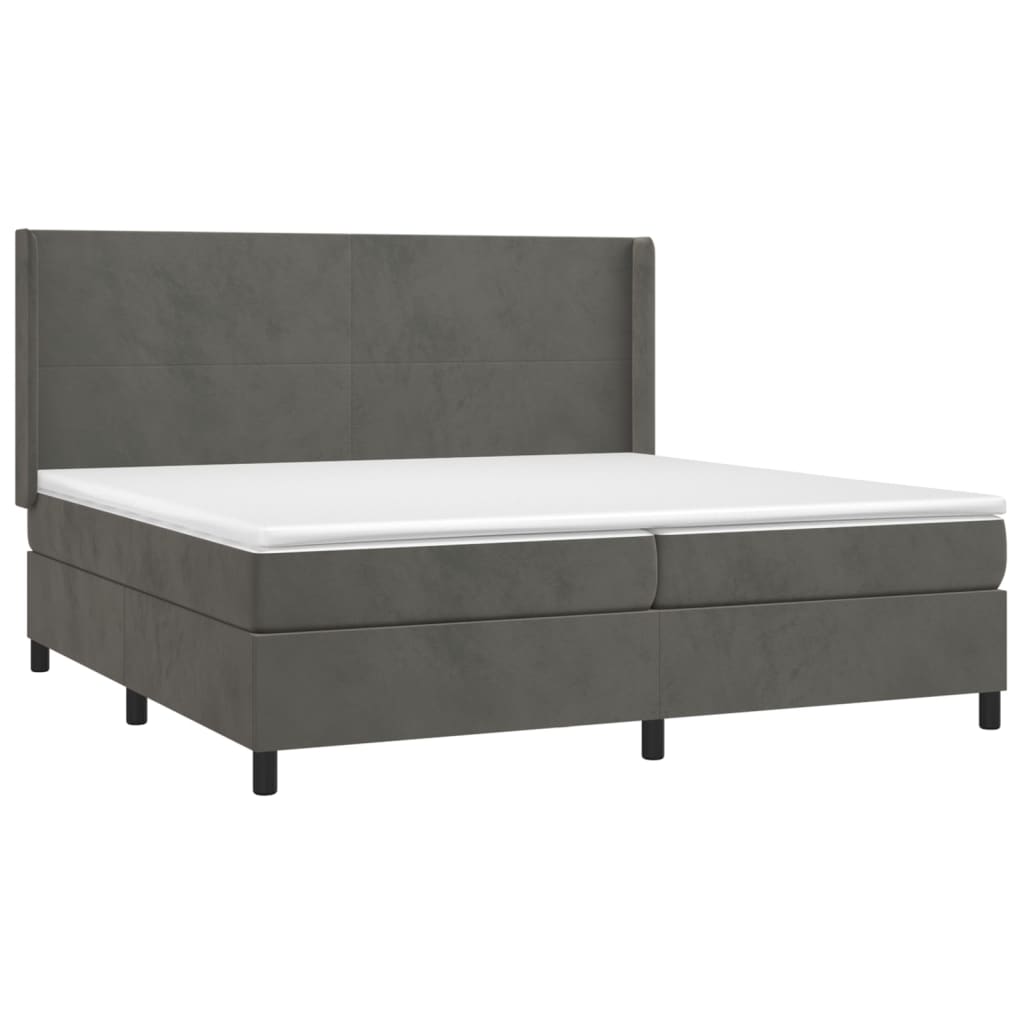 Boxspring met matras fluweel donkergrijs 200x200 cm is nu te koop bij PeponiXL, paradijselijk wonen!