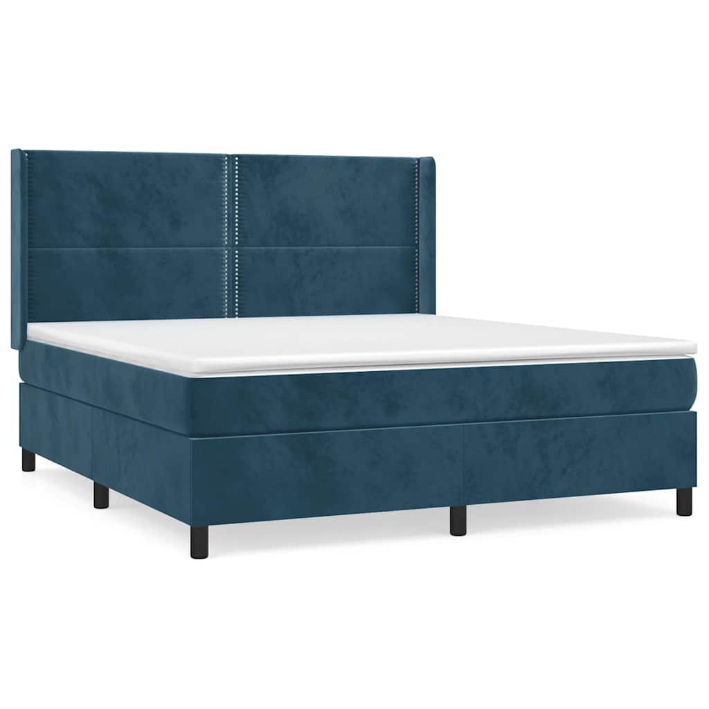 Boxspring met matras fluweel donkerblauw 160x200 cm