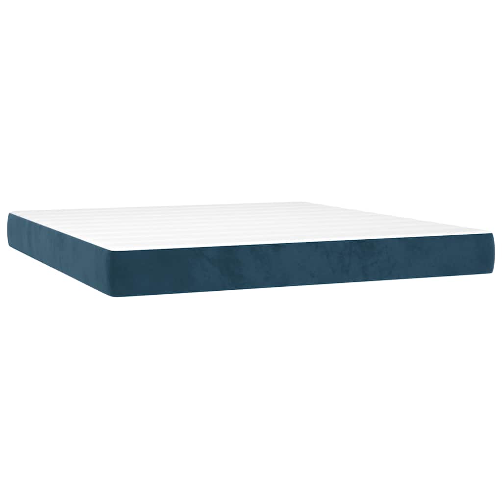 Boxspring met matras fluweel donkerblauw 160x200 cm