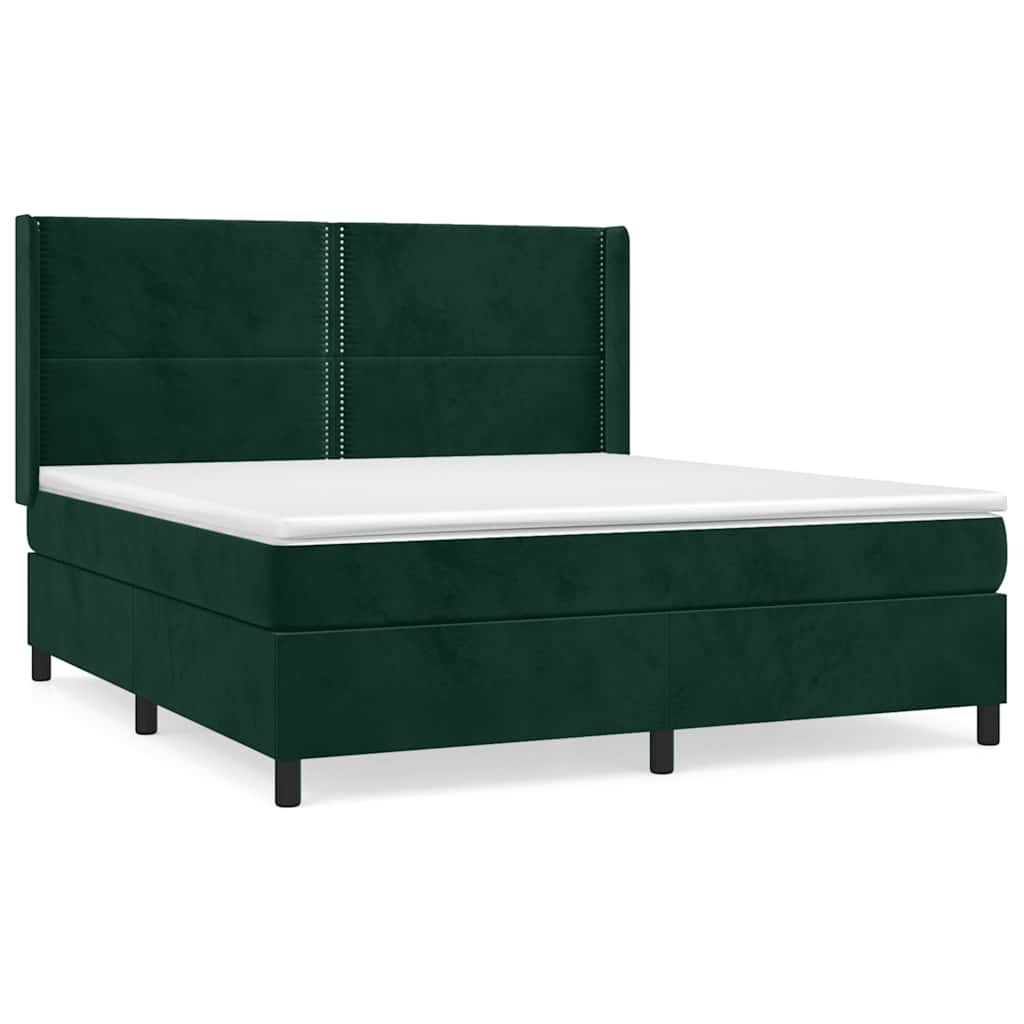 Boxspring met matras fluweel donkergroen 180x200 cm
