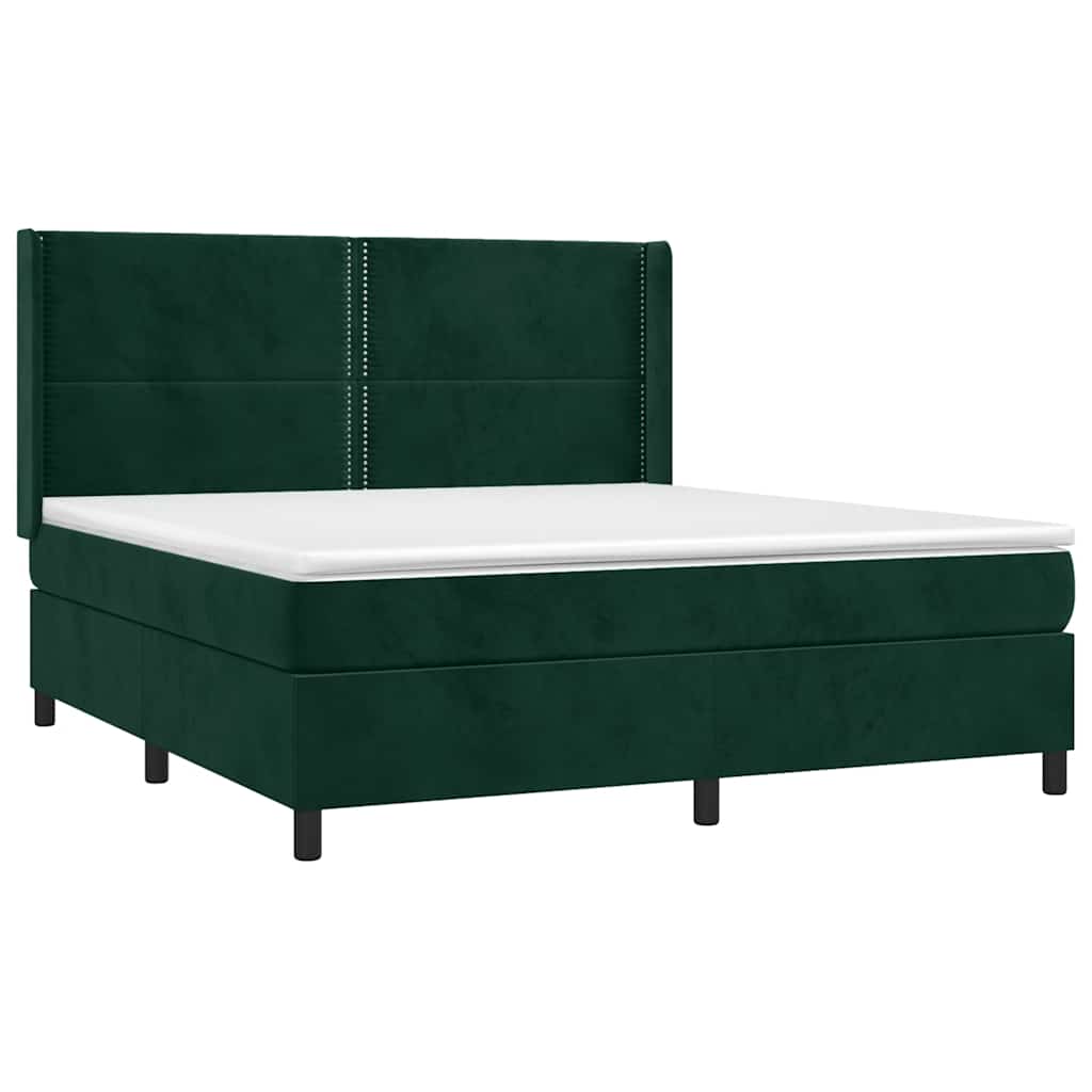 Boxspring met matras fluweel donkergroen 180x200 cm