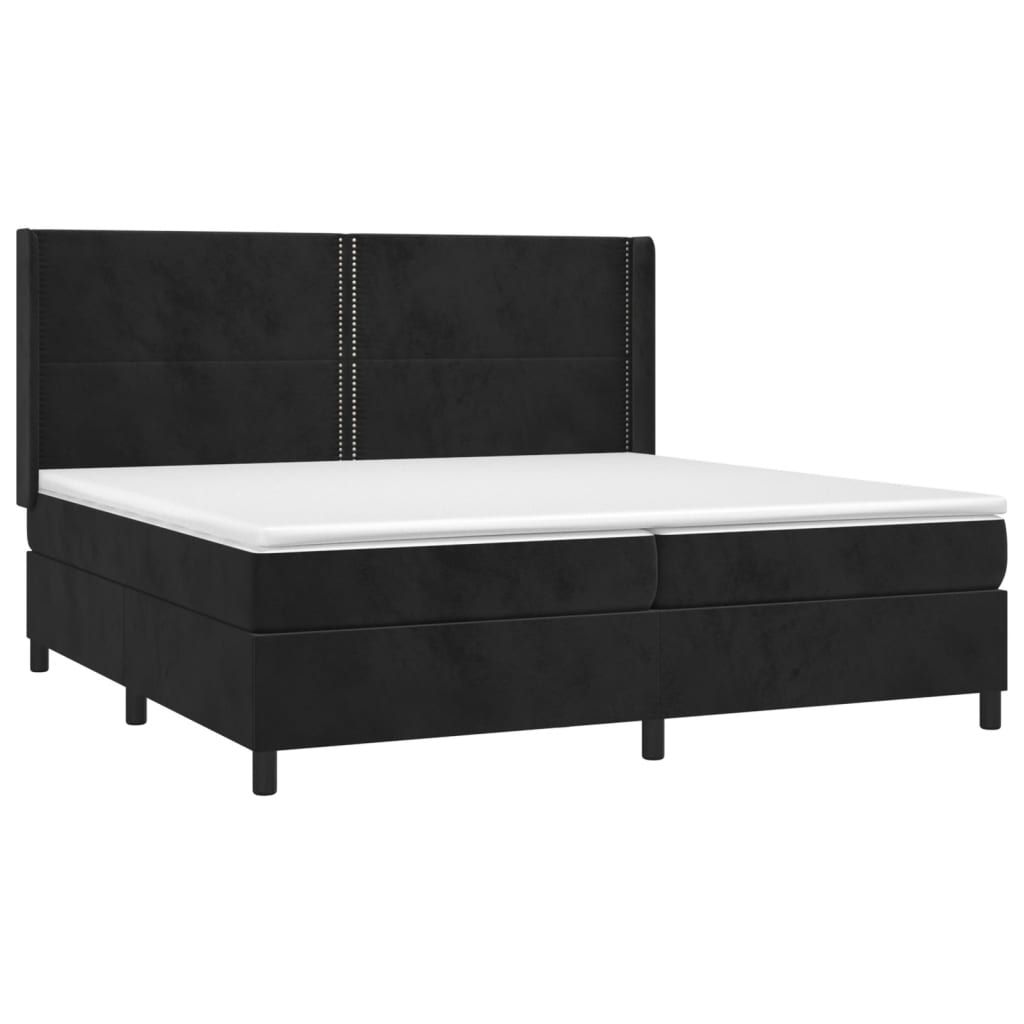 Boxspring met matras fluweel zwart 200x200 cm