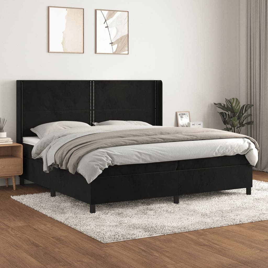 Boxspring met matras fluweel zwart 200x200 cm