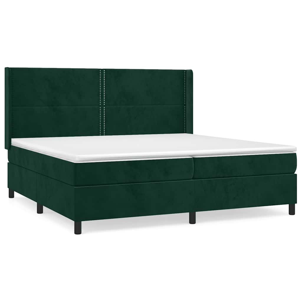 Boxspring met matras fluweel donkergroen 200x200 cm