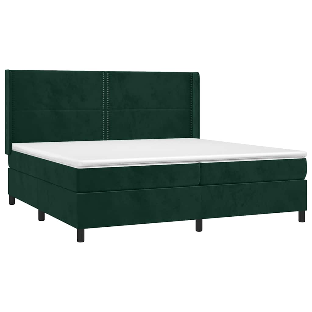 Boxspring met matras fluweel donkergroen 200x200 cm