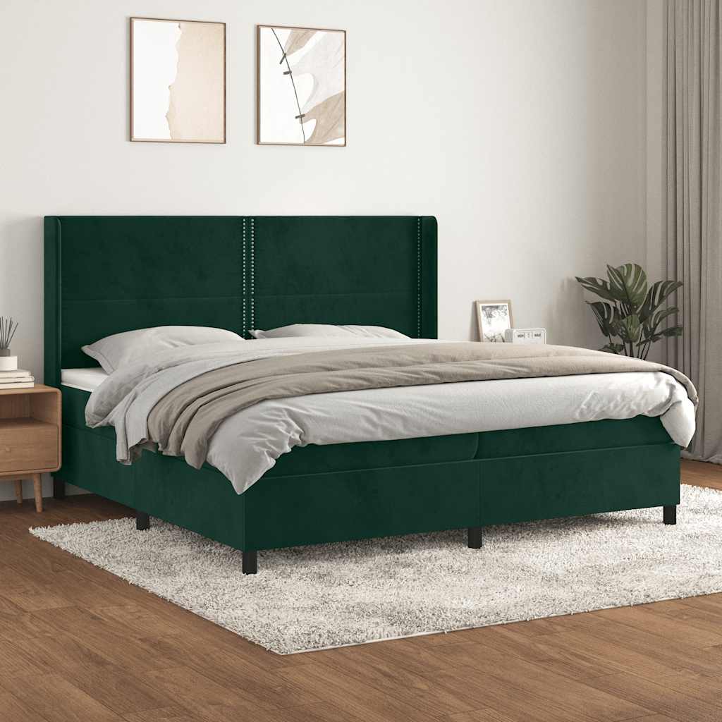 Boxspring met matras fluweel donkergroen 200x200 cm