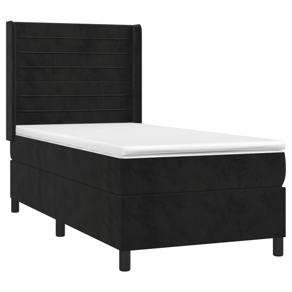 Boxspring met matras fluweel zwart 90x200 cm