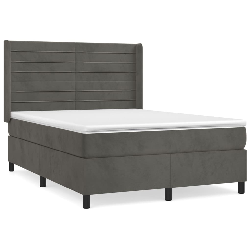 Boxspring met matras fluweel donkergrijs 140x190 cm is nu te koop bij PeponiXL, paradijselijk wonen!