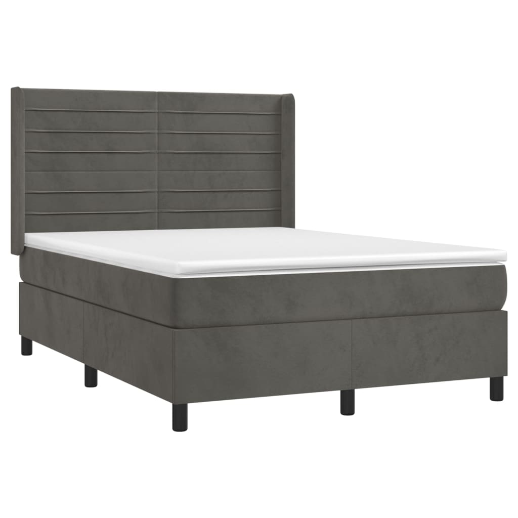 Boxspring met matras fluweel donkergrijs 140x190 cm is nu te koop bij PeponiXL, paradijselijk wonen!