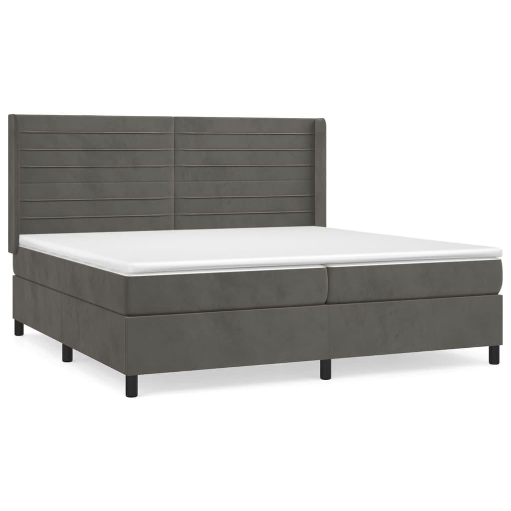 Boxspring met matras fluweel donkergrijs 200x200 cm is nu te koop bij PeponiXL, paradijselijk wonen!