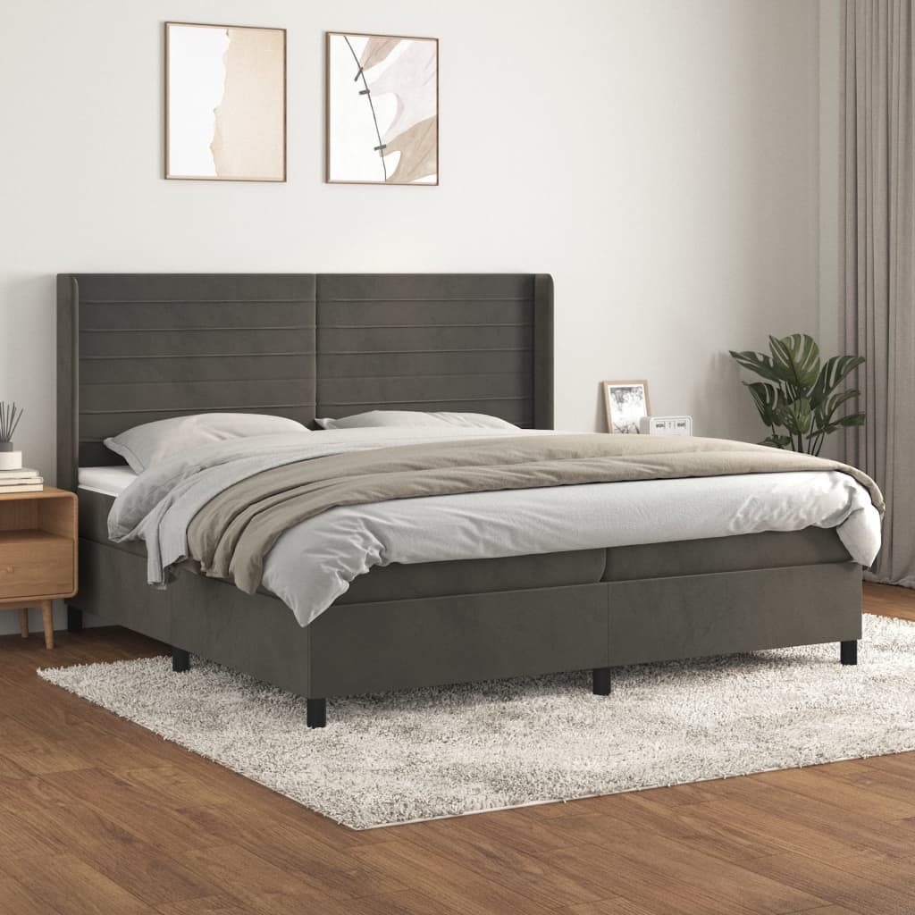 Boxspring met matras fluweel donkergrijs 200x200 cm is nu te koop bij PeponiXL, paradijselijk wonen!
