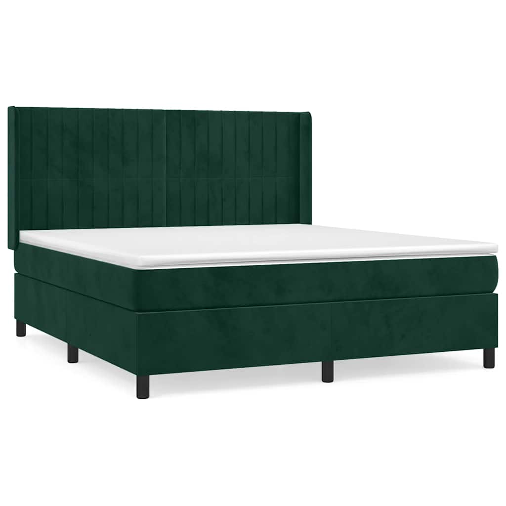 Boxspring met matras fluweel donkergroen 160x200 cm