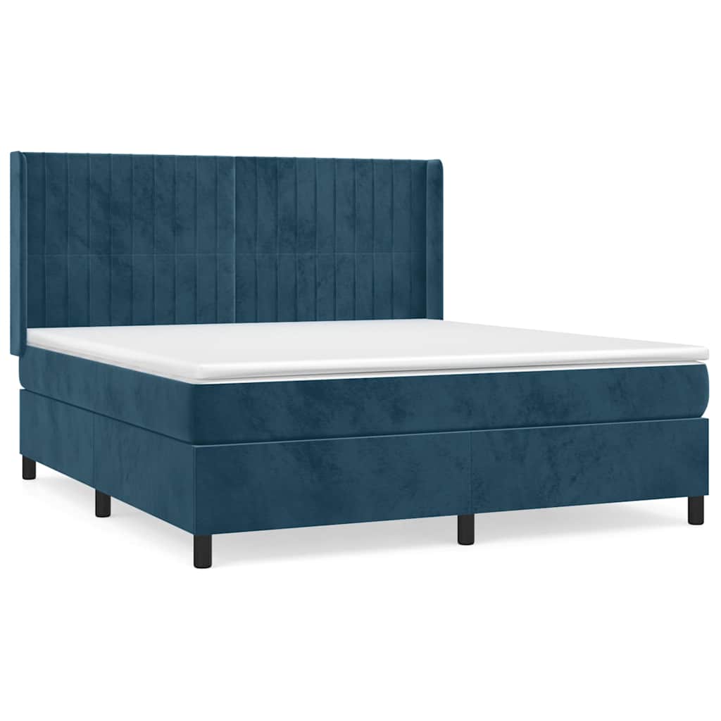 Boxspring met matras fluweel donkerblauw 160x200 cm